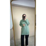 İlmek 25001 Kadın Merserize Mum Desenli Kazak Çağla Yeşili