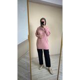 İlmek 25001 Kadın Merserize Mum Desenli Kazak Pembe