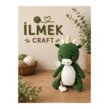 İLMEK CRAFT El Yapımı Amigurumi Yeşil Ejderha Oyuncak | Sevimli Dekoratif Örgü Dragon