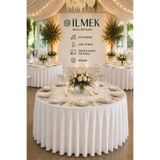 ilmek Dertsiz Yuvarlak Masa Örtüsü 280-300-320 cm Geniş En Dikişsiz Düğün Davet Organizasyon Otel Restoran