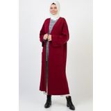 ilmek Kadın Bordo Kışlık Kimono Kol Cepli V Yaka Hırka 4100