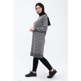 ilmek Kadın Çizgili Uzun Triko Tesettür Tunik 4355