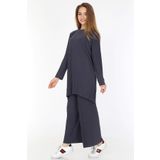 ilmek Kadın Füme Pantolon Tesettür Tunik Piliseli Sandy Ikili Takım 5219