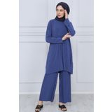 ilmek Kadın Indigo Pantolon Tesettür Tunik Piliseli Sandy Ikili Takım 5219
