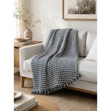 Ilmeki %100 Geri Dönüştürülmüş Iplikten Üretilmiş 200X230 cm Kazayağı Desenli Indigo Pike / Koltuk ve Yatak Örtüsü - İndigo - 200 x 230 cm