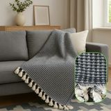 İlmeki Armürlü Yatak Örtüsü / Pike / Koltuk Örtüsü – 200X230 cm – Düğüm Saçaklı – %100 Geri Dönüştürülmüş Iplik – 5 Renk Seçeneği - İndigo