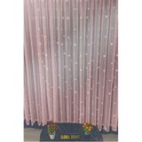 ilora home Pembe Yıldız model çocuk ve bebek odası örme tül perde 1/3 kat sık pileli