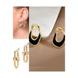 İlraysa 3’lü Kombin Set: Gold Kanat ve Gold Tiffany Küpe | Asimetrik Küpe | Trend Aksesuarlar