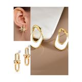 İlraysa 3’lü Kombin Set: Gold Kuzey Yıldızı ve Gold Tiffany Küpe | Asimetrik Küpe | Trend Aksesuarlar