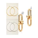 İlraysa 3’lü Kombin Set: Klipsli Gold ve Gümüş Renk Büyük Halka | Tiffany Küpe | Trend Aksesuarlar