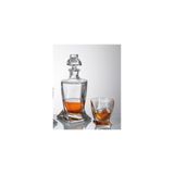 Ily Crytalite Crystalite Quadro 770 ml 340 ml Kristalin Viski Şişesi ve 6 Bardak