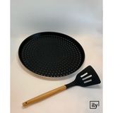 Ily Granit Delikli Pizza Tepsisi+ Spatula - 26 cm - Siyah