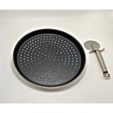Ily Granit Delikli Pizza Tepsisi+Inox Pizza Kesici