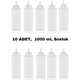 İly Store 10 Adet Beyaz, Fişek Plastik Sosluk, Ketçap, Mayonez, Hardal, Barbekü, Zeytinyağlık, Limonluk, 1000 ml - 1 lt