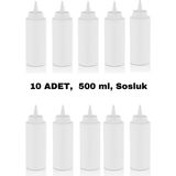 İly Store 10 Adet Beyaz, Fişek Plastik Sosluk, Ketçap, Mayonez, Hardal, Barbekü, Zeytinyağlık, Limonluk, 500 ml