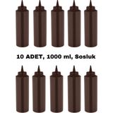 İly Store 10 Adet Kahverengi, Fişek Plastik Sosluk, Ketçap, Mayonez, Hardal, Barbekü, Zeytinyağlık, Limonluk, 1000 ml - 1 lt