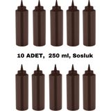 İly Store 10 Adet Kahverengi, Fişek Plastik Sosluk, Ketçap, Mayonez, Hardal, Barbekü, Zeytinyağlık, Limonluk, 250 ml