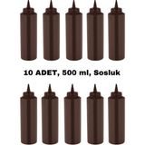 İly Store 10 Adet Kahverengi, Fişek Plastik Sosluk, Ketçap, Mayonez, Hardal, Barbekü, Zeytinyağlık, Limonluk, 500 ml