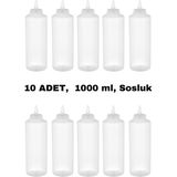 İly Store 10 Adet Şeffaf, Fişek Plastik Sosluk, Ketçap, Mayonez, Hardal, Barbekü, Zeytinyağlık, Limonluk, 1000 ml - 1 lt