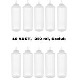 İly Store 10 Adet Şeffaf, Fişek Plastik Sosluk, Ketçap, Mayonez, Hardal, Barbekü, Zeytinyağlık, Limonluk, 250 ml