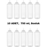 İly Store 10 Adet Şeffaf, Fişek Plastik Sosluk, Ketçap, Mayonez, Hardal, Barbekü, Zeytinyağlık, Limonluk, 750 ml