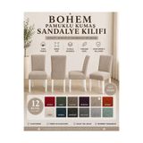 İLYEVTEKSTİLİ Bohem Pamuklu Esnek Standart Sandalye Kılıfı, Yıkanabilir, Dokulu ve Kalın