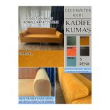 İLYEVTEKSTİLİ Kadife Kumaş 1 Adet Üçlü Koltuk Kılıfı, Komple Kaplama, Kadifenin Asaleti ve Şıklığı