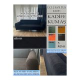 İLYEVTEKSTİLİ Kadife Kumaş 1 Adet Üçlü Koltuk Kılıfı, Komple Kaplama, Kadifenin Asaleti