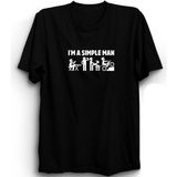 I'm A Simple Man, Ben Basit Bir Adamım, Bisiklet, Bicycle Unisex %100 Pamuk Tişört - 6 - 7 Yaş - Siyah