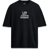 Im Not Justin Bieber Yazılı Minimal Tasarım Baskılı Unisex Tişört - Siyah - XL