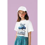 Im Sally Şimşek Mcqueen Baskılı Unisex Arabalar Çizgi Film Cars Çocuk Tişört (1-12 Yaş) - Beyaz - 5 - 6 Yaş