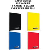 I'm Smart Defter A4 Okul Defteri 120 Yaprak 4 Adet 2 Kareli 2 Çizgili Spralli Pp Kapak Defter Seti