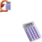 IMA Mini Hesap Makinesi Silikon Tuşlu LCD Ekran 8 Haneli Şeffaf Mini Hesap Makinesi (Ebat: 8,5 cm x 5,4 Cm) - Lila