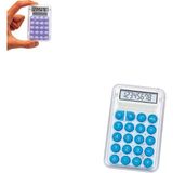 IMA Mini Hesap Makinesi Silikon Tuşlu LCD Ekran 8 Haneli Şeffaf Mini Hesap Makinesi (Ebat: 8,5 cm x 5,4 Cm) - Mavi