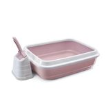 Imac Duo Pembe Beyaz Açık Kedi Tuvalet Kabı ve Kürek