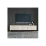 İmaj 180 Cm Metal Ayaklı Tv Sehpası – Mermer Desenli Bej
