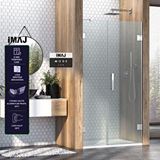 İmaj Banyo Mode Lüx 1 Sabit 1 Açılır Duvardan Menteşeli Duşakabin 147 H:195 Gümüş