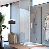 İmaj Banyo Mode Premium Menteşeli Sistem 2 Sabit 2 Çalışır Dikdörtgen Duşakabin 80*100 H195 Gümüş