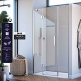 İmaj Banyo Mode Premium Menteşeli Sistem İki Duvar Arası 2 Sabit 1 Açılır Duşakabin 193 H195 Gümüş