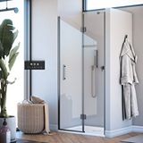 İmaj Banyo Noa Premium Menteşeli Sistem Iki Duvar Arası 1 Sabit 1 Çalışır Duşakabin 134 H195 Siyah
