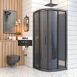 İmaj Banyo Troy Füme Cam Oval Duşakabin 80*100 Cm H:190 Siyah