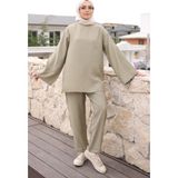 İmaj Butik Açık Haki Ispanyol Kol Tunik Pantolonlu Takım - M - L