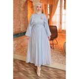 İmaj Butik Bebe Mavi Bel Lastikli Fırfırlı Elbise - 38 - 40