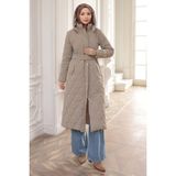 İmaj Butik Bej Büyük Beden Çıtçıt Düğmeli Kapitone Mont - 44