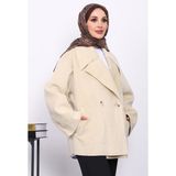 İmaj Butik Bej Çift Cepli Düğmeli Kaşe Ceket