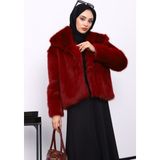 İmaj Butik Bordo Astarlı Kısa Kürk Kaban - 36