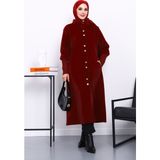 İmaj Butik Bordo Düğmeli Angora Kaban - 40