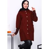 İmaj Butik Bordo Kapşonlu Buklet Kaban - 42