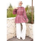 İmaj Butik Bordo Kol ve Bel Bağlamalı Düğmeli Tunik