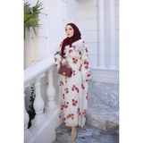 İmaj Butik Bordo Kol Yaka Fırfırlı Desenli Elbise - 38